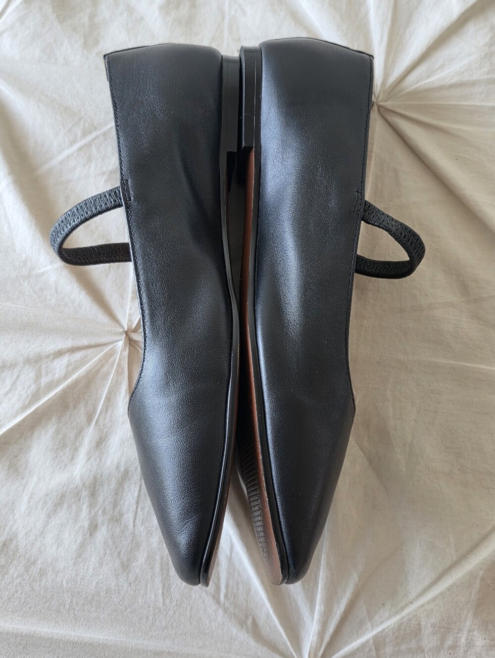 The Greta Mary Jane Black Leathet Flat View 4